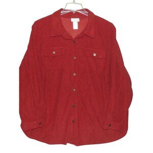 Alfred Dunner Shacket Womens Size 3X Rust Burnt Orange Soft Cord Jacket shirt